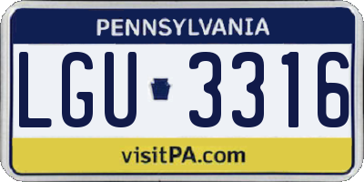 PA license plate LGU3316