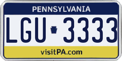 PA license plate LGU3333