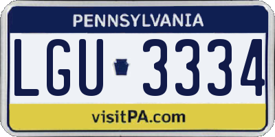 PA license plate LGU3334
