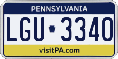 PA license plate LGU3340