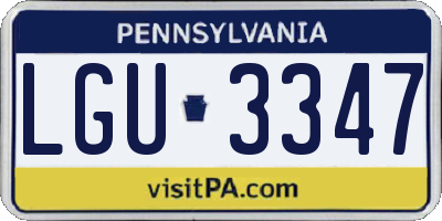 PA license plate LGU3347