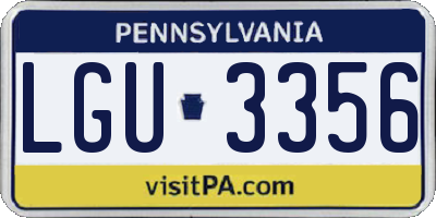 PA license plate LGU3356