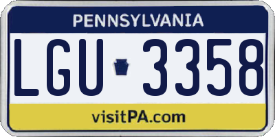 PA license plate LGU3358