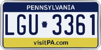PA license plate LGU3361