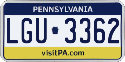 PA license plate LGU3362