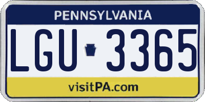 PA license plate LGU3365