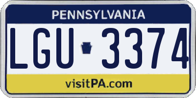 PA license plate LGU3374