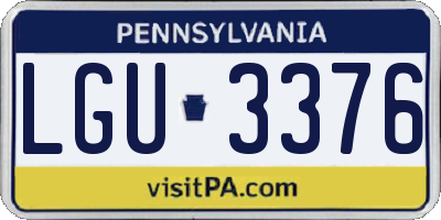 PA license plate LGU3376