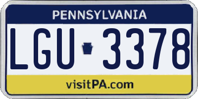 PA license plate LGU3378