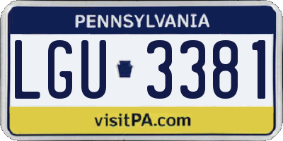 PA license plate LGU3381