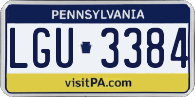 PA license plate LGU3384