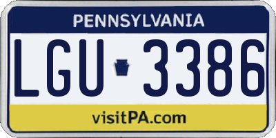 PA license plate LGU3386