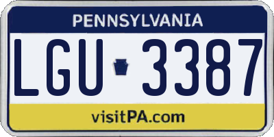 PA license plate LGU3387