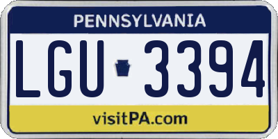 PA license plate LGU3394