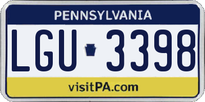 PA license plate LGU3398