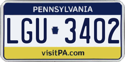 PA license plate LGU3402