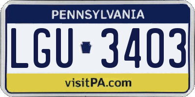 PA license plate LGU3403