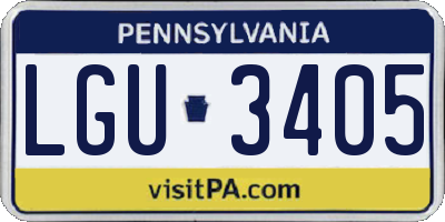 PA license plate LGU3405