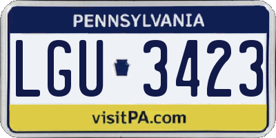 PA license plate LGU3423