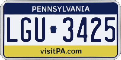 PA license plate LGU3425
