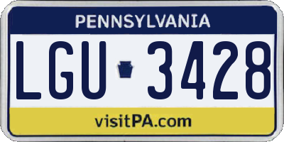 PA license plate LGU3428