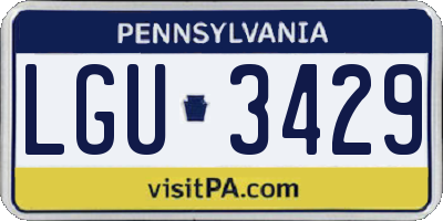 PA license plate LGU3429