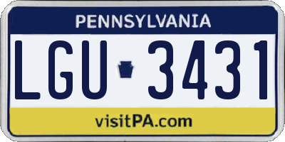 PA license plate LGU3431