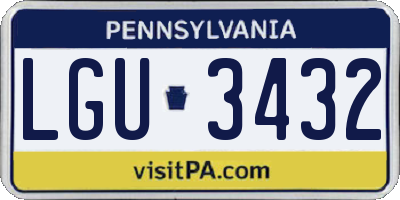 PA license plate LGU3432