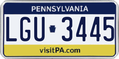 PA license plate LGU3445