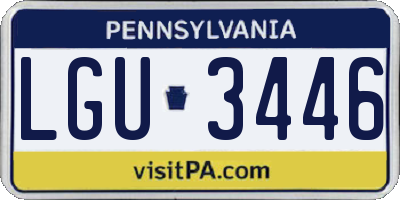 PA license plate LGU3446