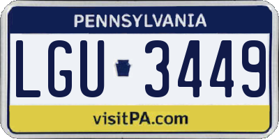 PA license plate LGU3449