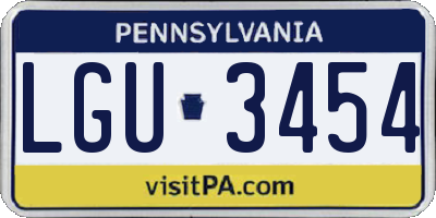 PA license plate LGU3454