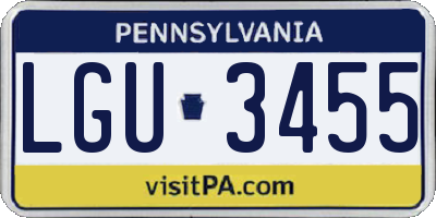 PA license plate LGU3455
