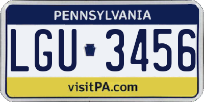 PA license plate LGU3456