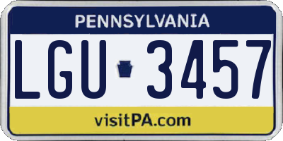 PA license plate LGU3457
