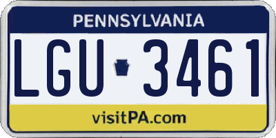 PA license plate LGU3461
