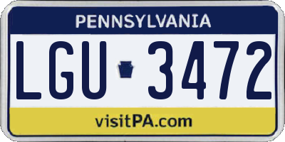 PA license plate LGU3472