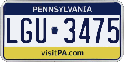 PA license plate LGU3475