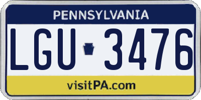 PA license plate LGU3476