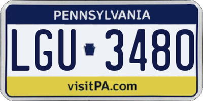 PA license plate LGU3480