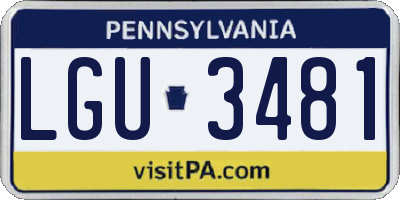 PA license plate LGU3481