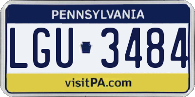 PA license plate LGU3484