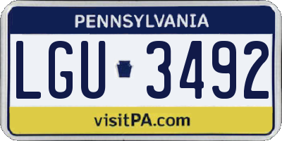 PA license plate LGU3492