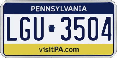 PA license plate LGU3504