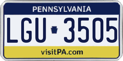 PA license plate LGU3505