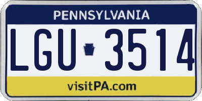 PA license plate LGU3514