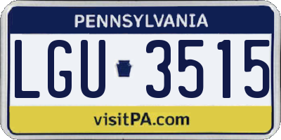 PA license plate LGU3515