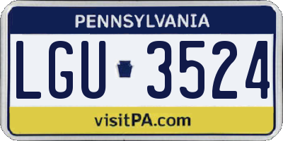 PA license plate LGU3524