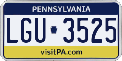 PA license plate LGU3525