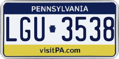 PA license plate LGU3538